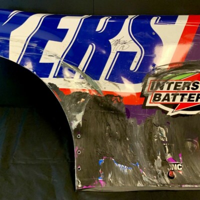 Snickers Peanut Brownie race used sheet metal autographed by Kyle Busch